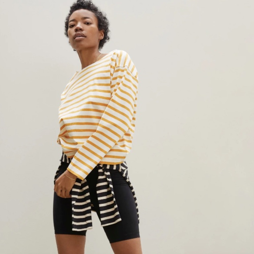 Everlane the Modern Breton Tee in Off White Gold Small